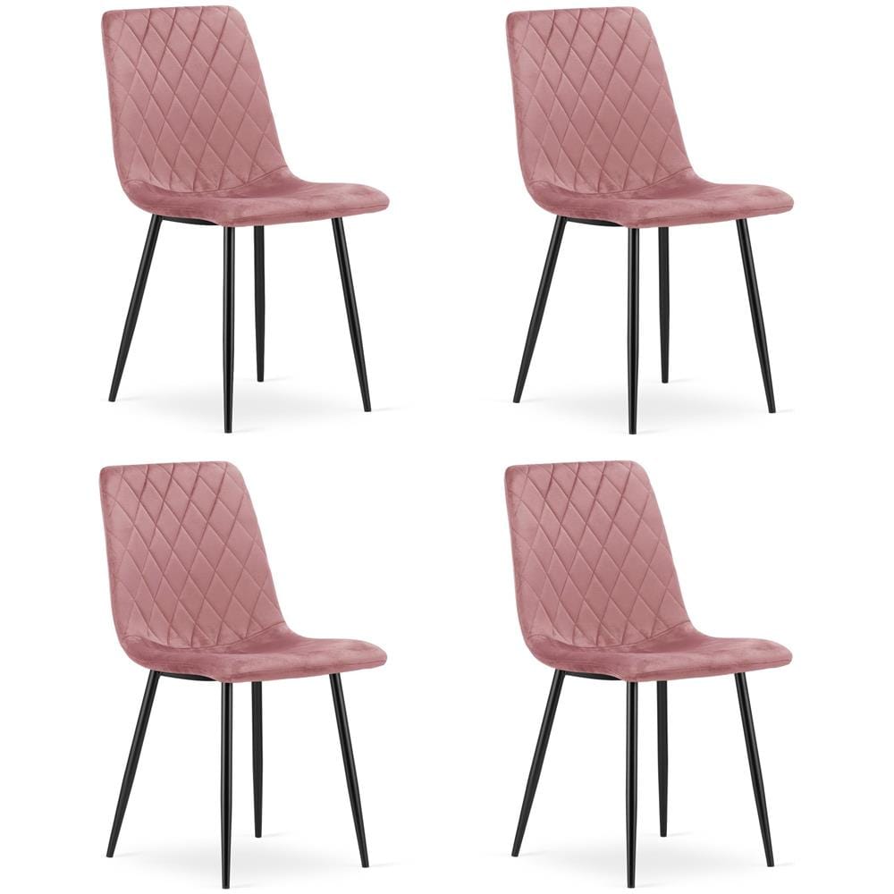 Sedia TURIN - Velluto rosa con gambe nere x 4 - Foto 1