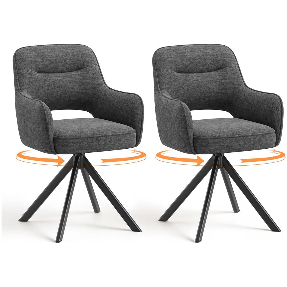 Sedie Girevoli, Set Da 2 Pezzi, Sedie Girevoli Premium Con Braccioli Semicompleti E Struttura Metallica Stabile, Colore Grigio - Foto 1