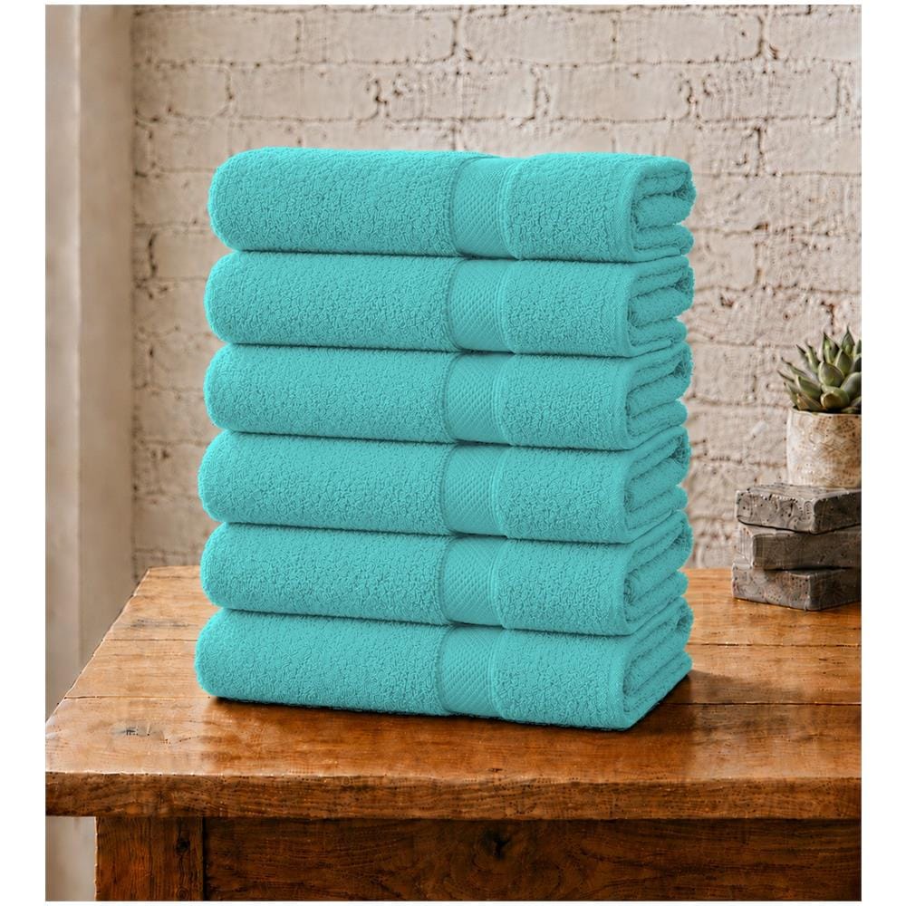 Set 6 Asciugamani Viso 55x100 cm - Eleganza e Comfort per il Tuo Bagno - Blue Turquise (TURCHESE) - Foto 1