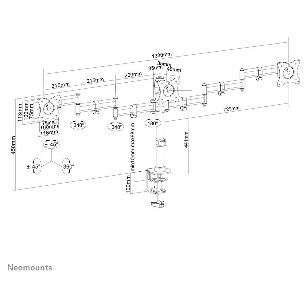 NM-D135D3BLACK Supporto da Scrivania per Monitor - Foto 3