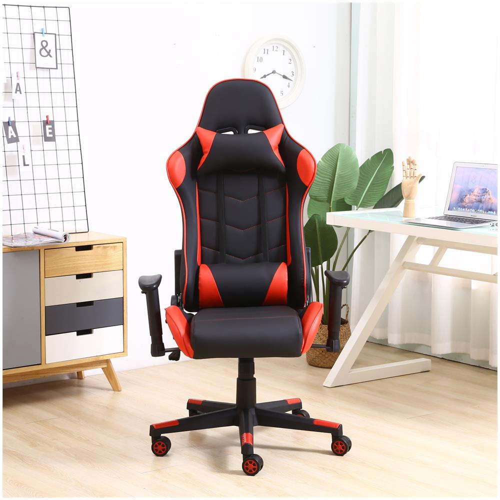 Sedia Da Ufficio Professionale Per Corridore Da Gioco Rosso, Sedia Con Braccioli, Supporto E Cuscino Lombare (tessuto Sintetico, Inclinazione E Altezza Regolabile, Braccioli Regolabili, Regolabile A 180º) - Foto 2