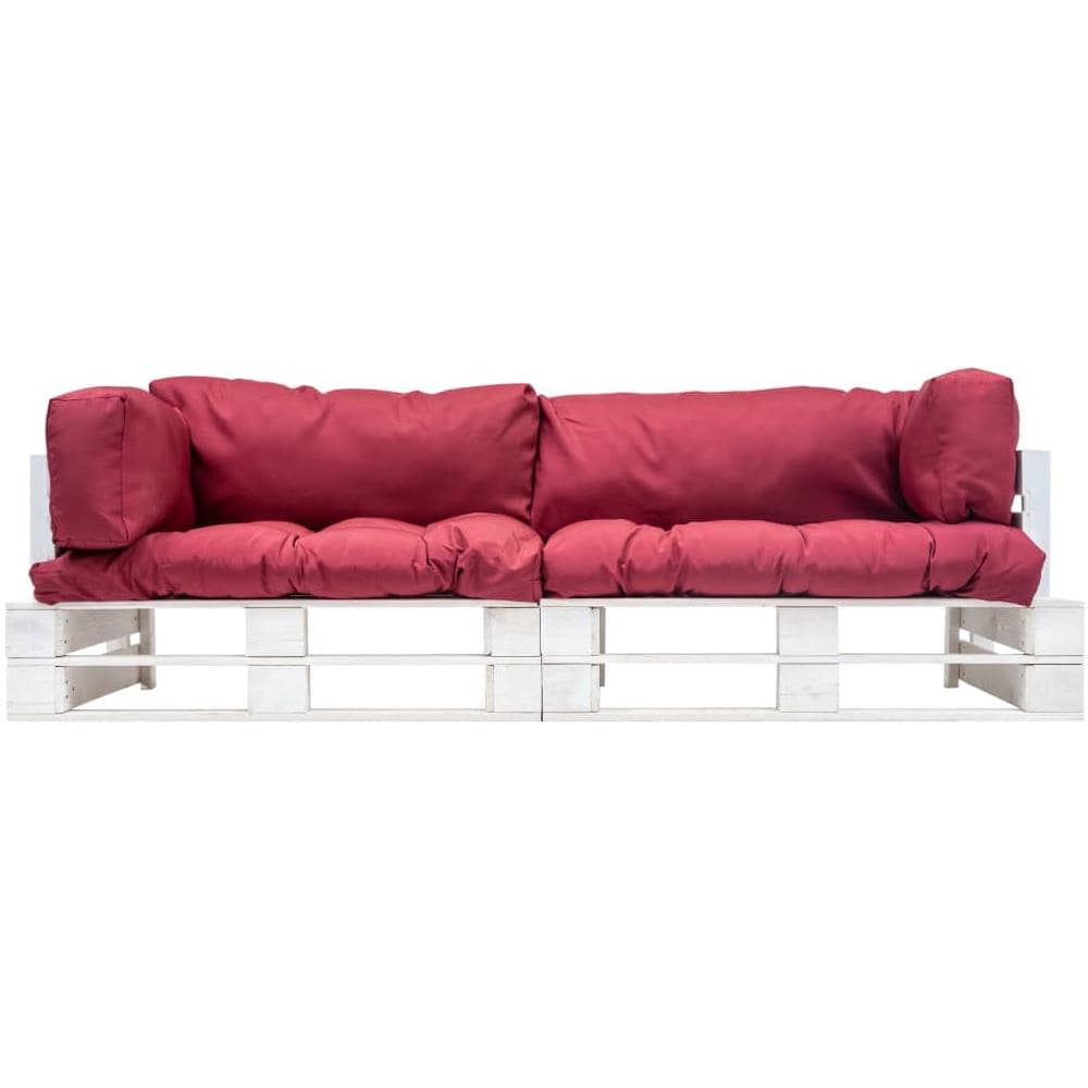 Set Divani Da Giardino Su Pallet 2 Pz Cuscini Rossi Legno - Foto 2