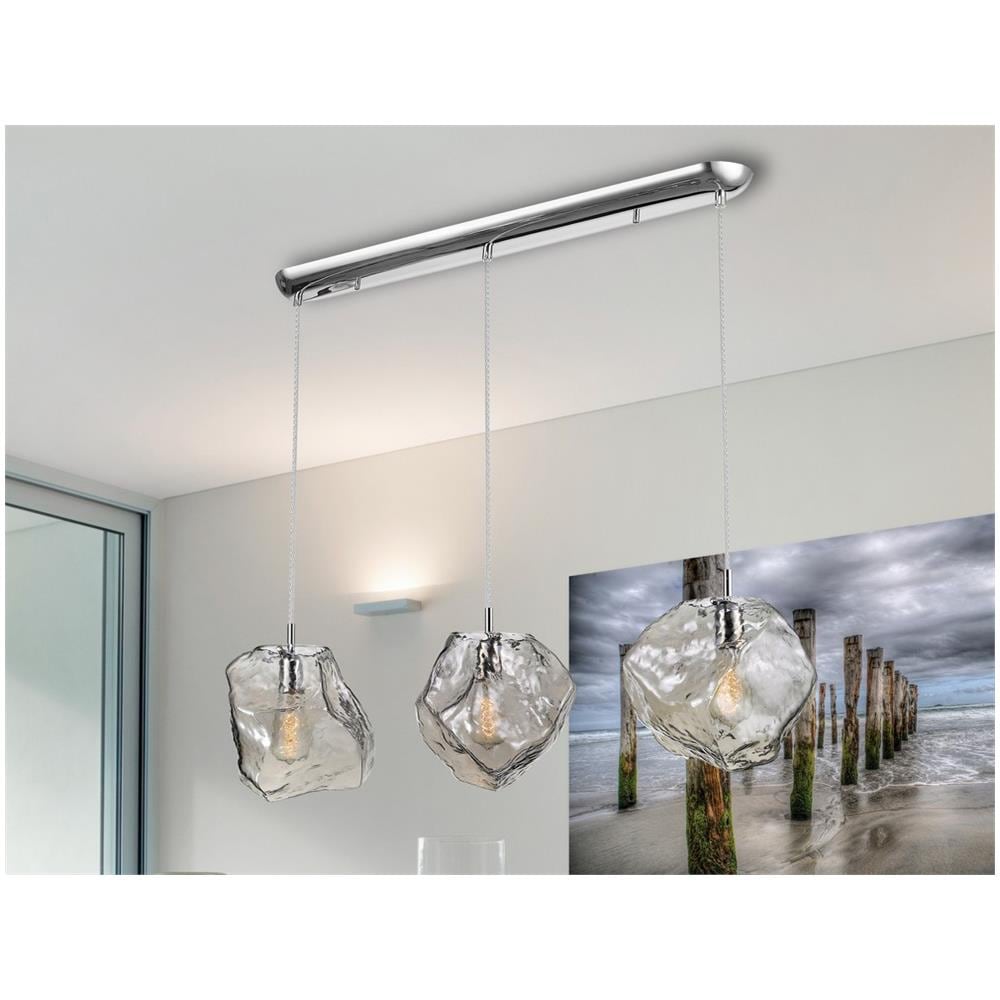 Lampada A Sospensione A Barra Diritta, Cromo, Fumo, 3x E27 - Foto 1