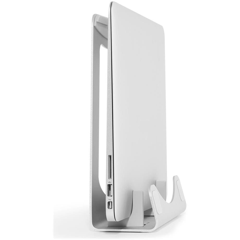 Supporto per pc portatile - 2-in-1 Rialzo per laptop o supporto verticale - Ideale per Ultrabooks e MacBook Pro /Air - Stand ergonomico angolato per notebook per ufficio - argento, alluminio - Foto 2