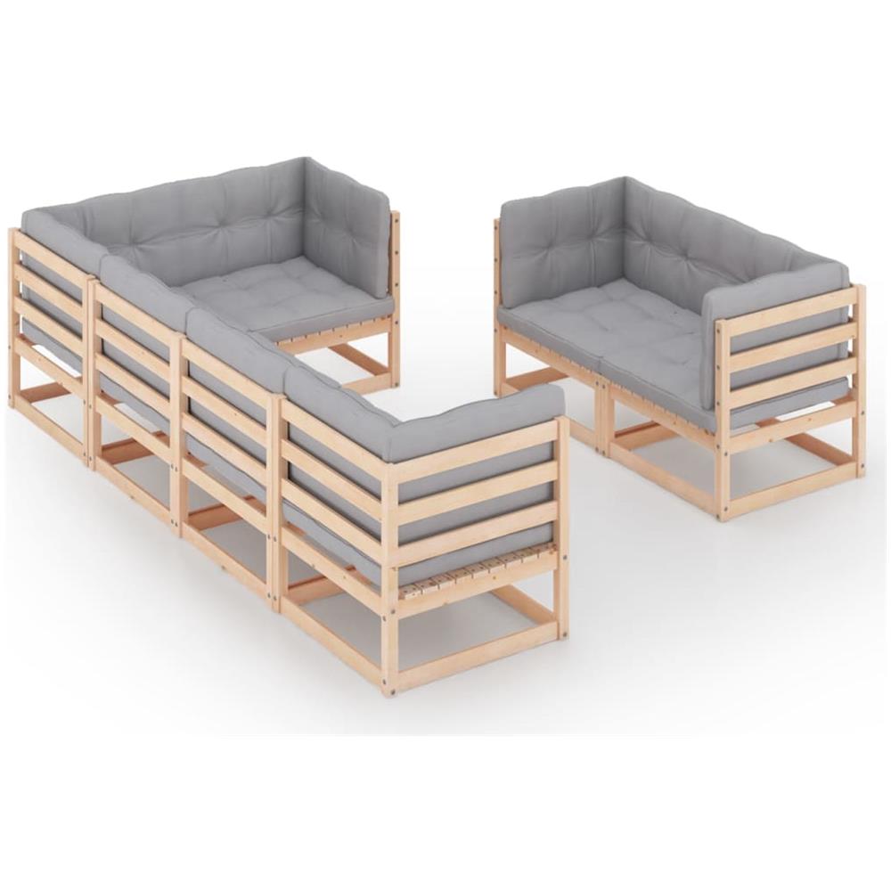 Set Salotto Giardino 7 pz Cuscini Antracite Legno Massello Pino - Foto 2
