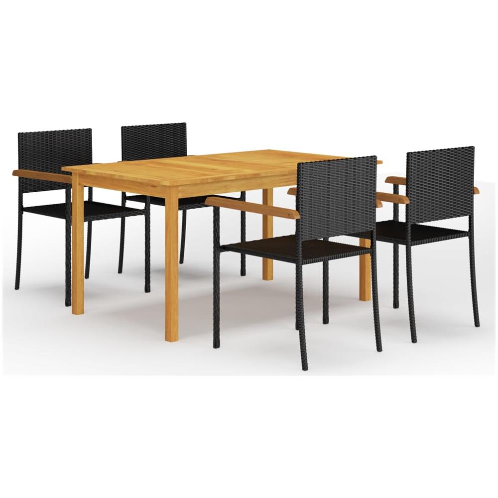 Set Mobili da Pranzo per Giardino 5 pz Nero - Foto 1