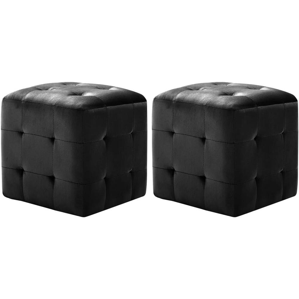Pouf 2 pz Nero 30x30x30 cm in Velluto - Foto 1