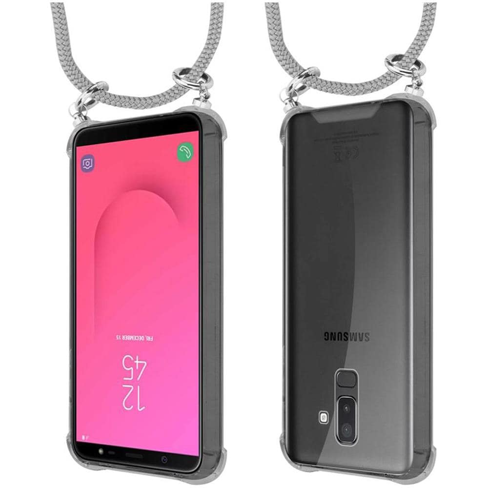 Catena Di Telefoni Cellulari Compatibile Con Samsung Galaxy A6 Plus 2018 In Grigio Argento - Coperchio Protettivo In Silicone Con Anelli D'argento, Cinturino In Corda E Custodia Staccabile - Foto 8