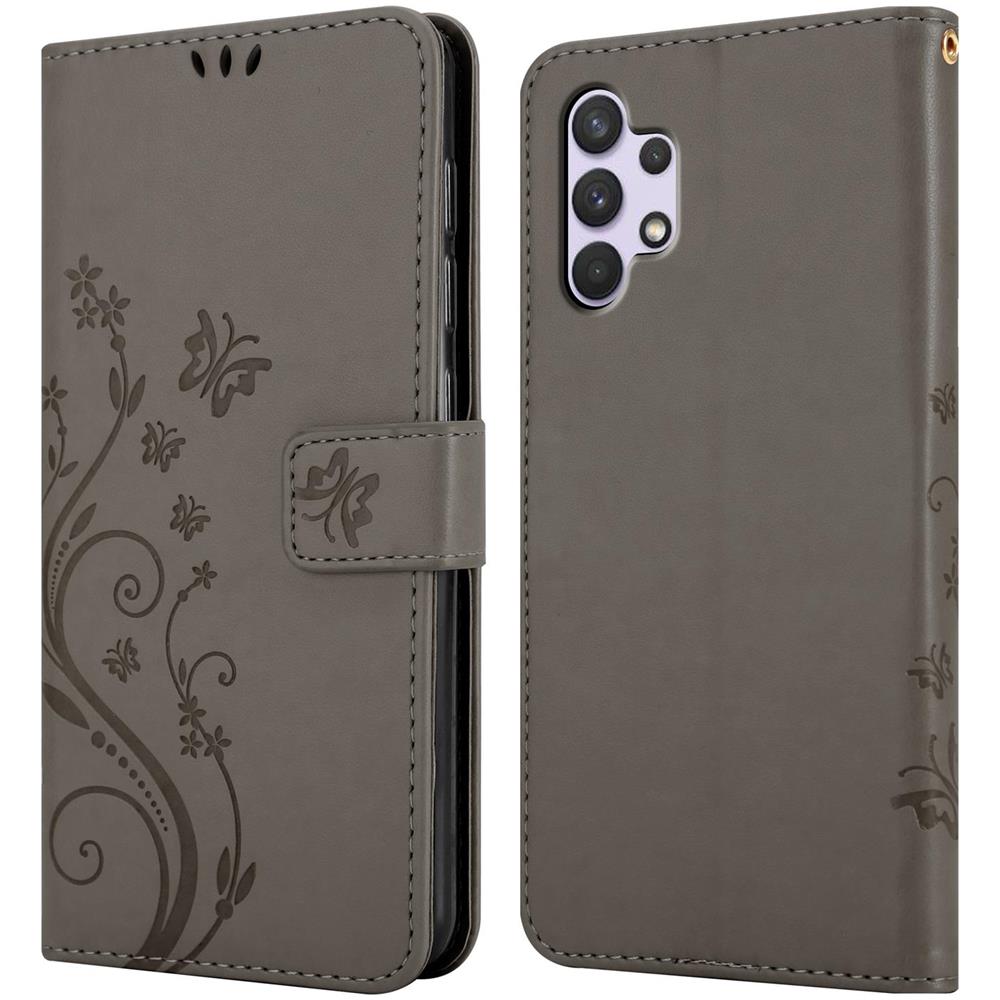 Cadorabo Custodia Compatibile Con Samsung Galaxy A32 4g In Grigio Fiore - Coperchio Protettivo In Design Floreale Con Chiusura Magnetica, Funzione Stand E Slot Per Carte - Foto 8