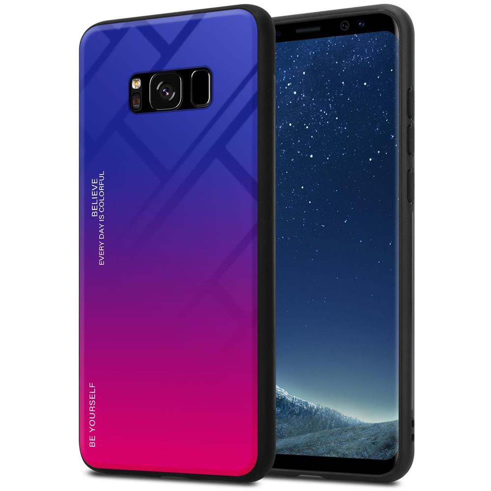 Custodia Compatibile Con Samsung Galaxy S8 In Viola - Rosso - Coperchio Protettivo Bicolore In Vetro Temperato E Silicone Tpu - Foto 1