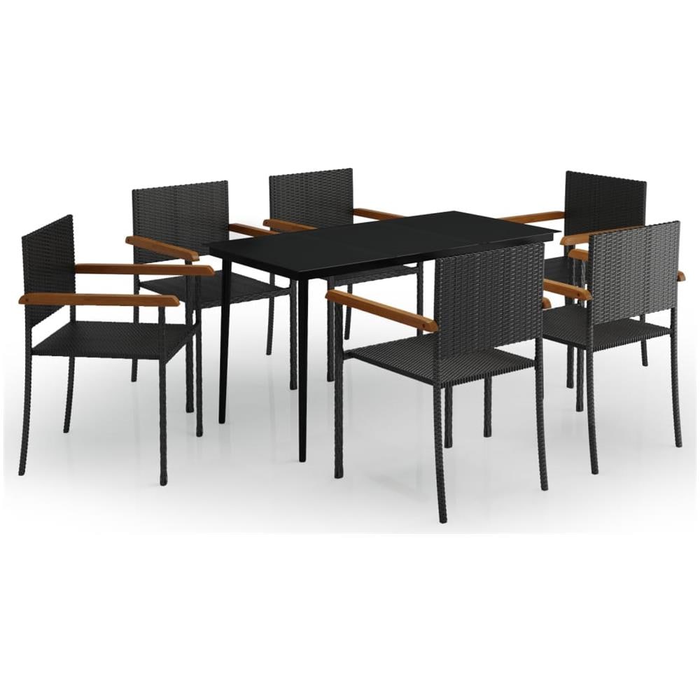 Set Mobili Da Pranzo Per Giardino 7 Pz Nero - Foto 2