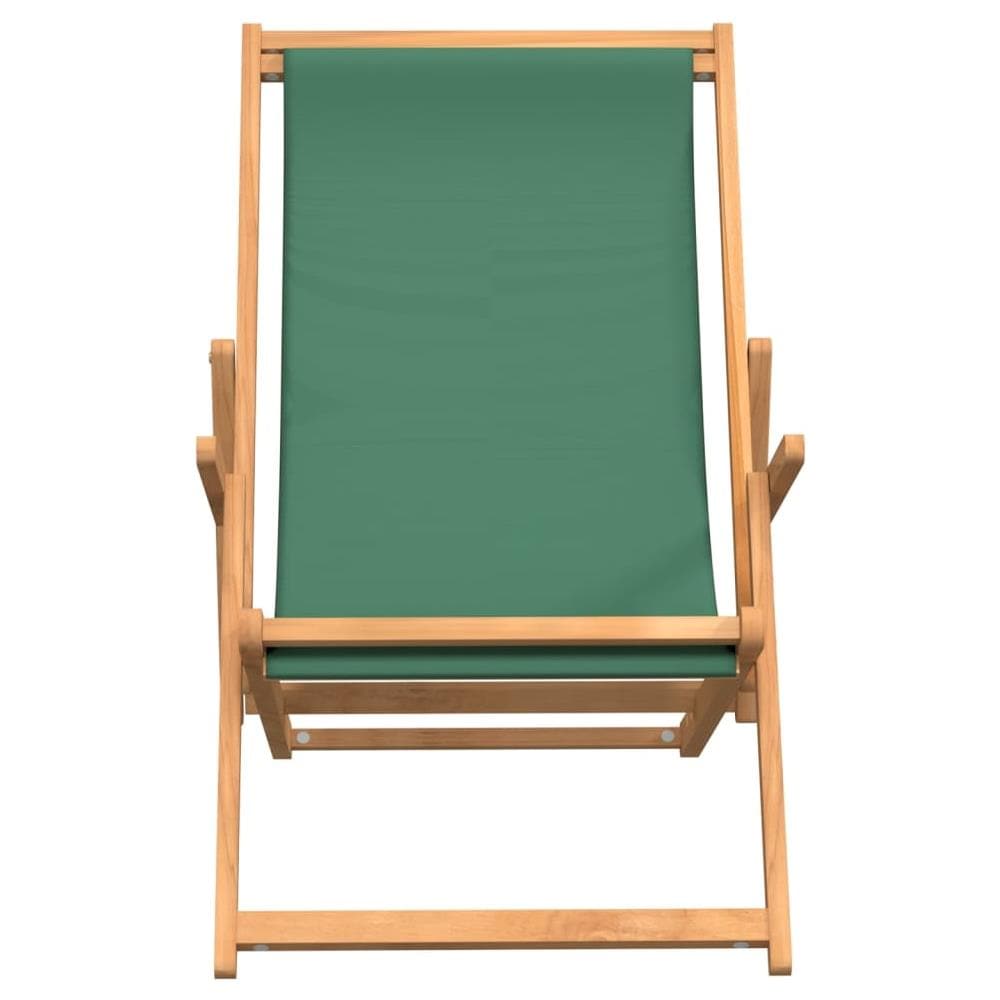 Sdraio Pieghevole da Spiaggia in Legno Massello di Teak Verde - Foto 2