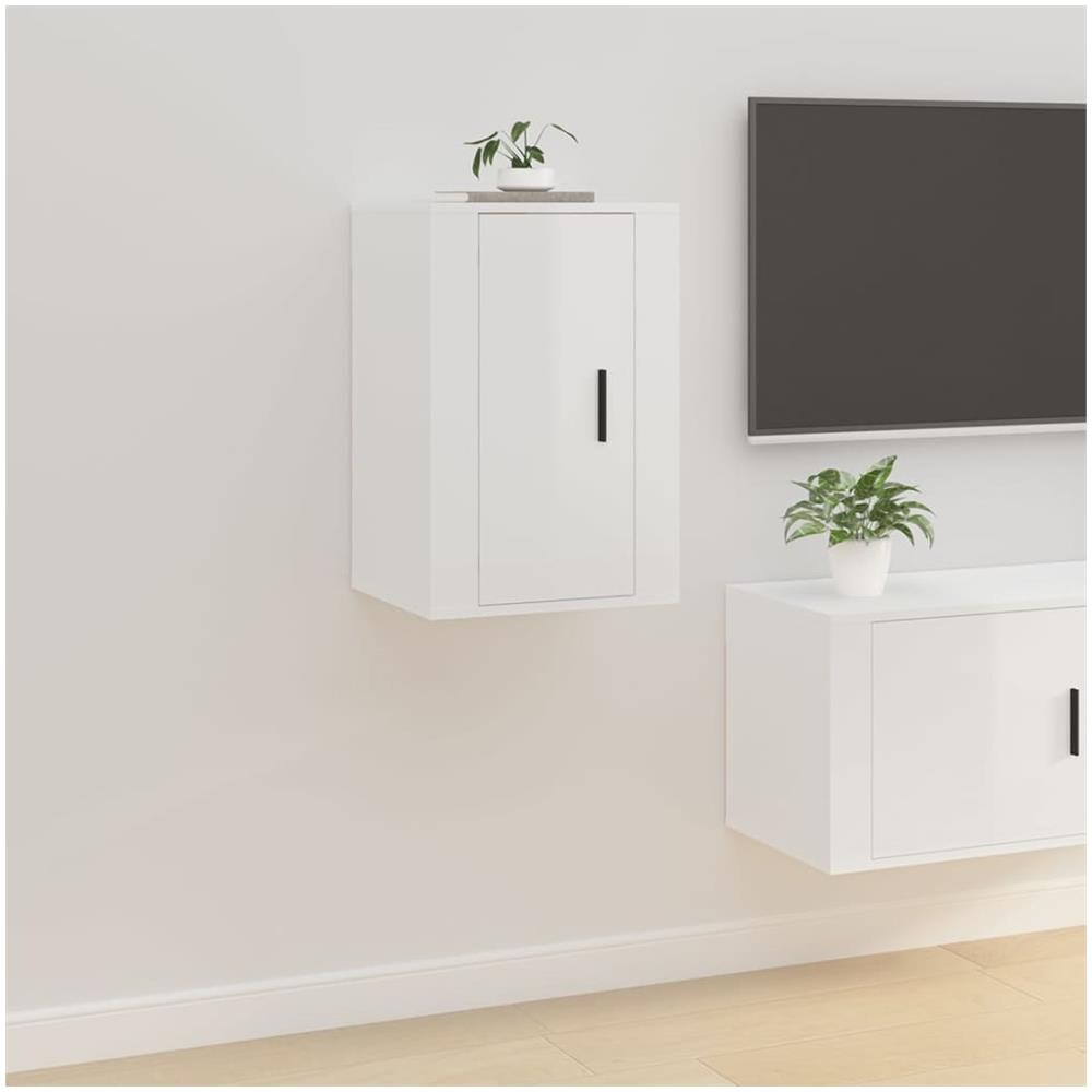 Mobile Porta Tv A Parete Bianco Lucido 40x34,5x60 Cm - Foto 1