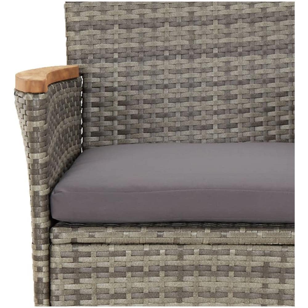 Set Bistrò Da Giardino 3 Pz Con Cuscini In Polyrattan Grigio - Foto 2