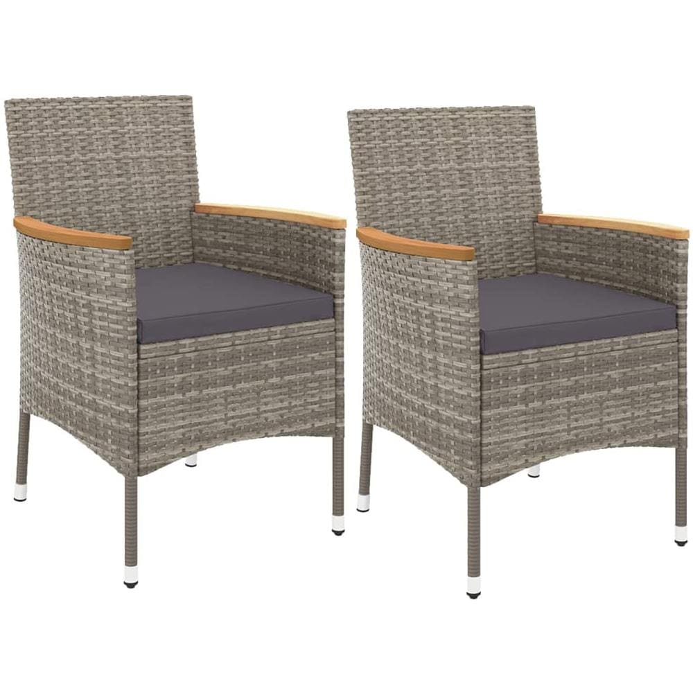 Set Bistrò Da Giardino 3 Pz Con Cuscini In Polyrattan Grigio - Foto 8