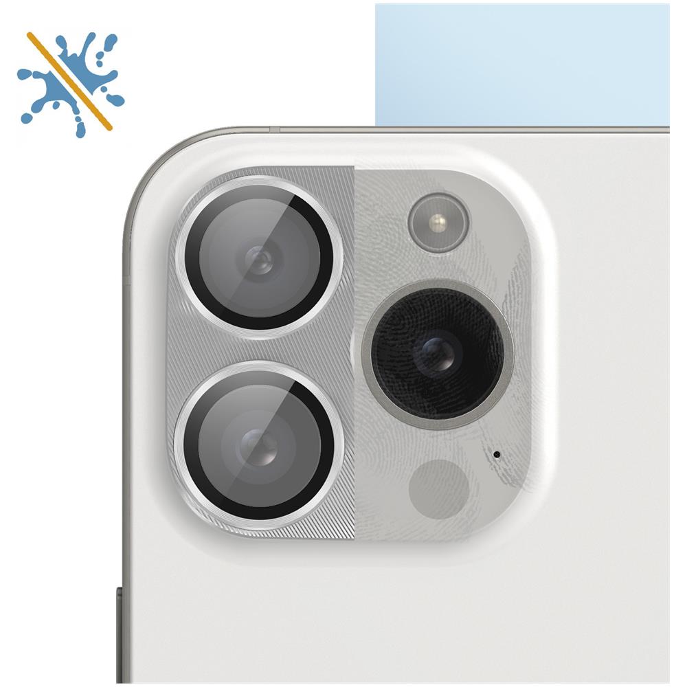 Vetro Temperato Fotocamera Per Iphone 15 Pro E 15 Pro Max Bordo Argento - Foto 2