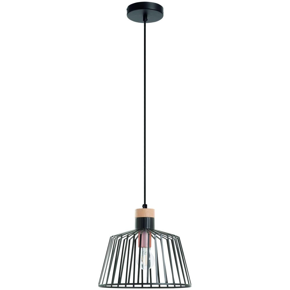 Lampadario In Acciaio E Legno Baguet - Foto 1