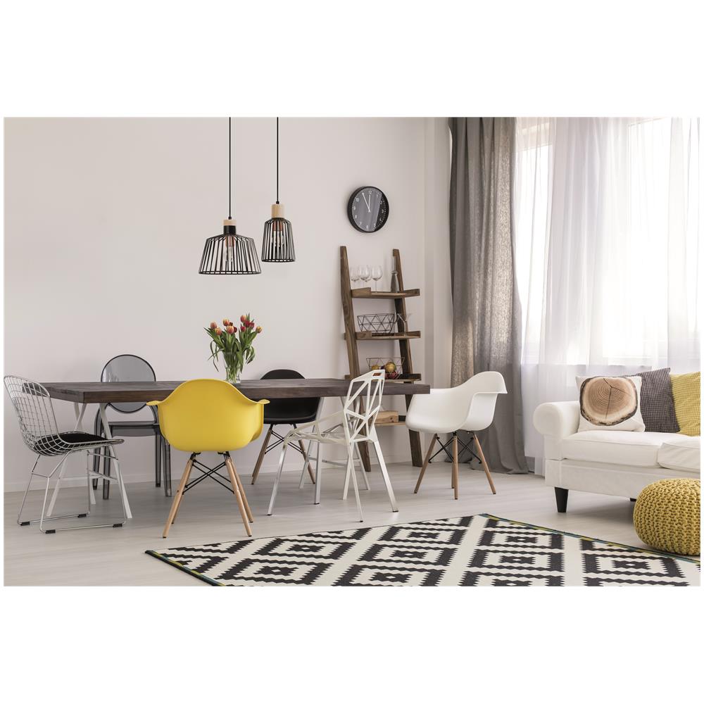 Lampadario In Acciaio E Legno Baguet - Foto 3