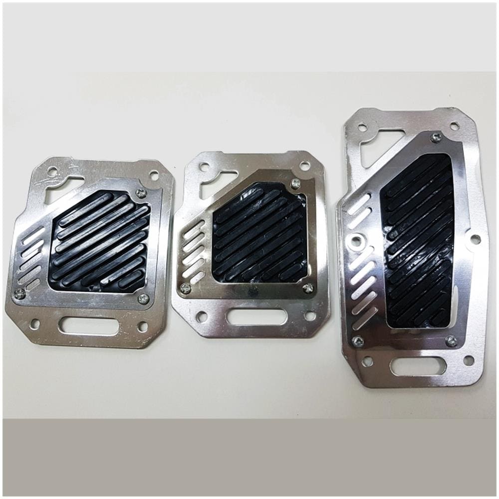 Copri Pedali Cromato Acciaio Nero Ws1566 Auto Sportiva Tuning Antiscivolo Auto - Foto 1