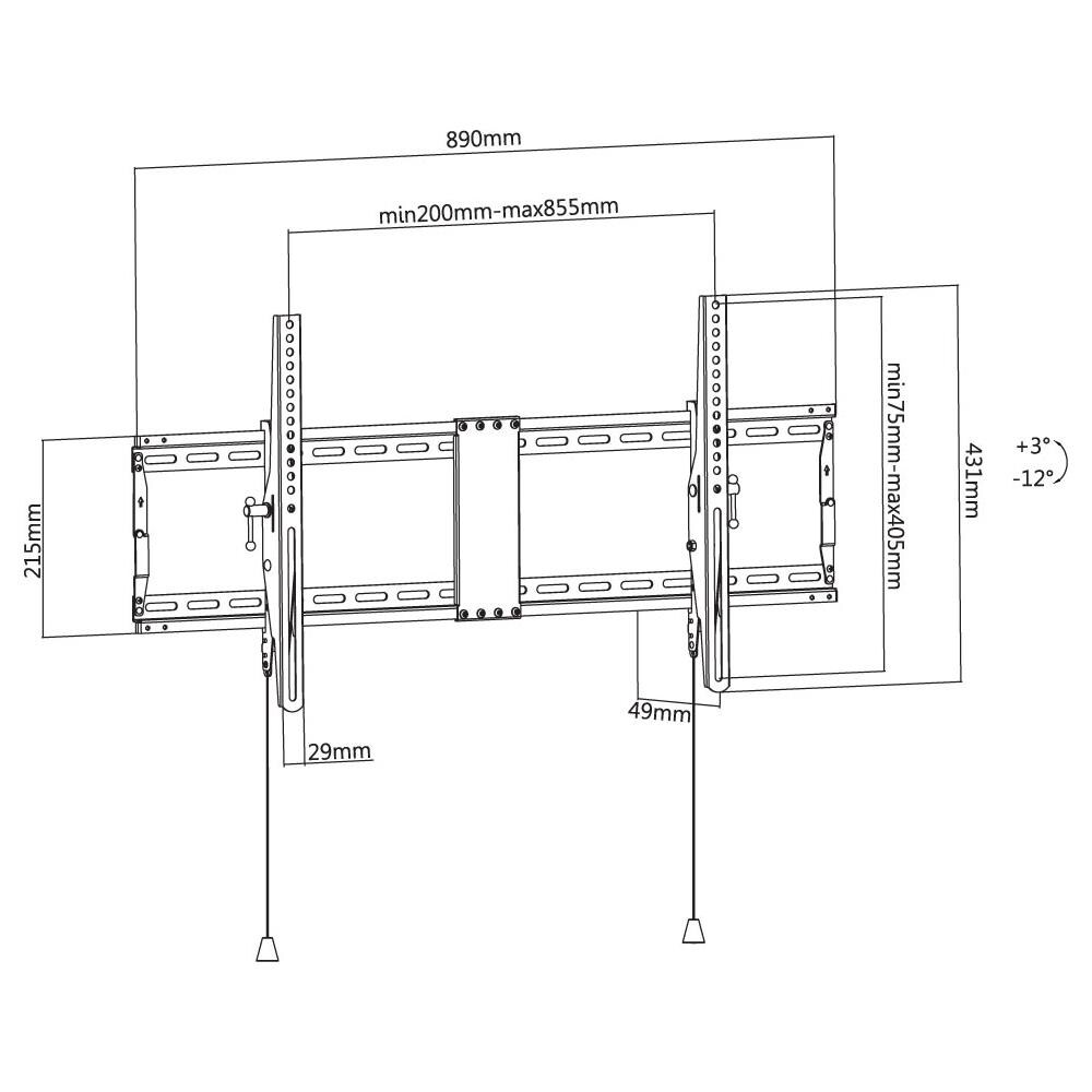 ICA-PLB 590 - Staffa a muro inclinabile TV LED LCD 43-90'' robusta e pieghevole - Foto 2