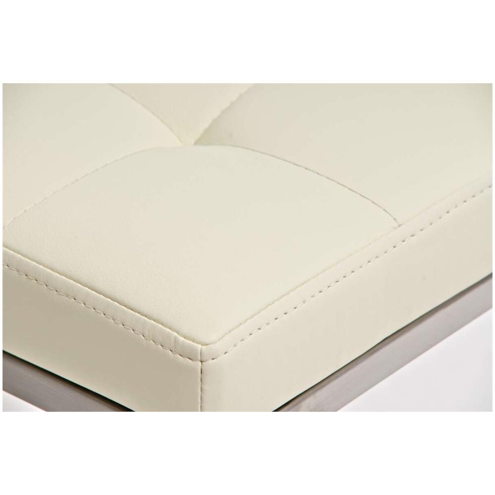 Sgabello Poggiapiedi Barci in Similpelle I Panchetto Capitonné Imbottito I Poggiapiedi Salotto Elegante I Sgabello Basso Trapunto Alt. 48 CM Crema - Foto 2