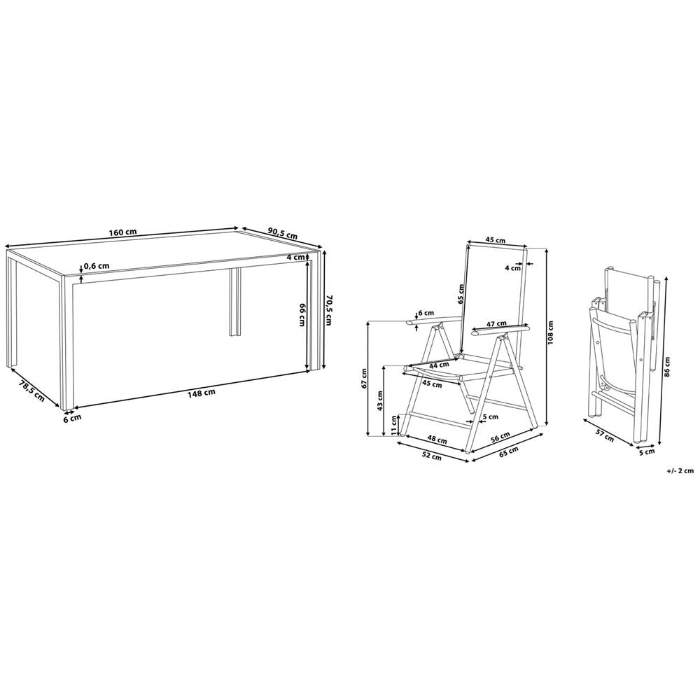 Set Di Tavolo Da Giardino 160cm E 6 Sedie In Alluminio Grigio Catania - Foto 2