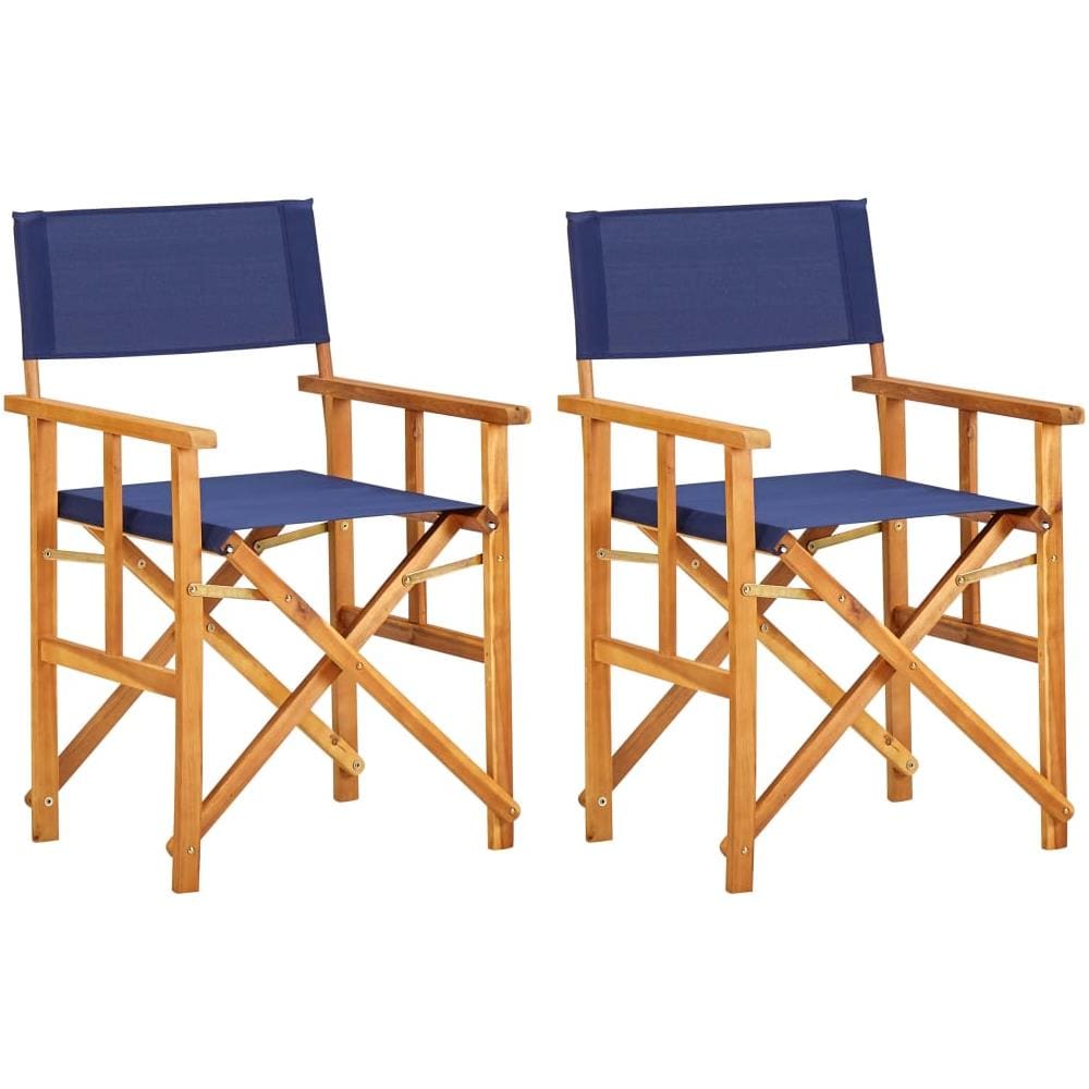 Sedie Da Regista 2 Pz In Legno Massello Di Acacia Blu - Foto 1