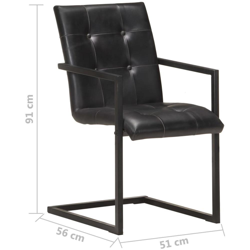 Sedie Da Pranzo A Sbalzo 2 Pz Nere In Vera Pelle - Foto 8