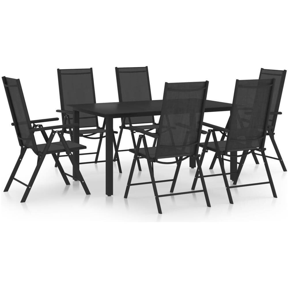 Set Mobili da Pranzo da Giardino 7 pz in Alluminio Nero - Foto 1