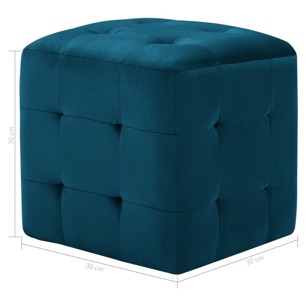 Pouf 2 pz Blu 30x30x30 cm in Velluto - Foto 6