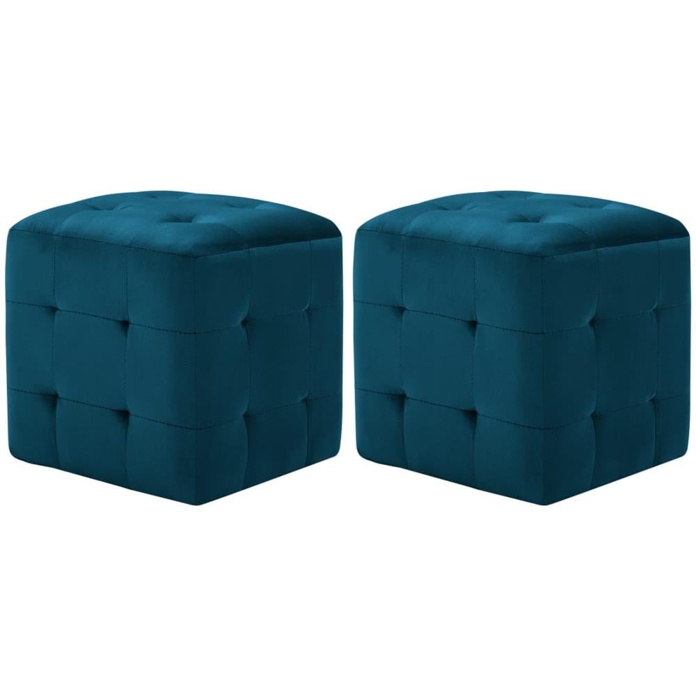 Pouf 2 pz Blu 30x30x30 cm in Velluto - Foto 1