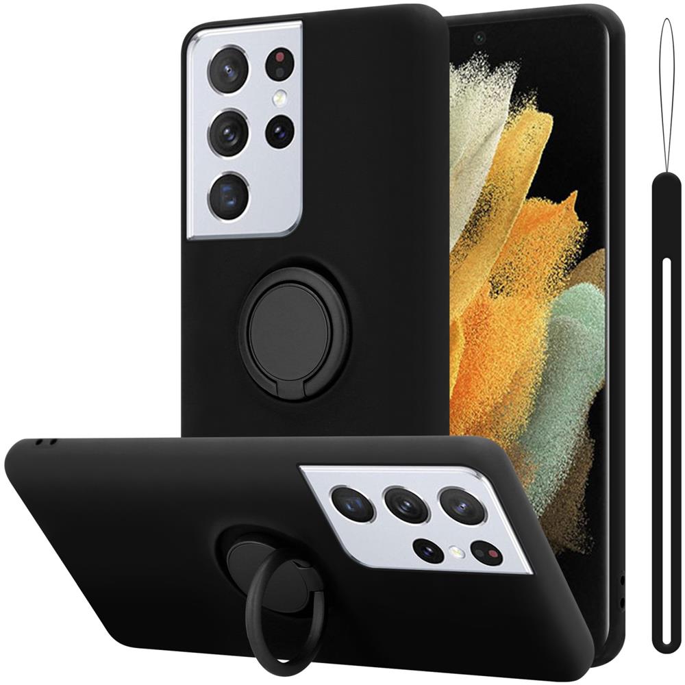 Cadorabo Custodia Compatibile Con Samsung Galaxy S22 Ultra In Liquid Nero - Coperchio Protettivo In Silicone Tpu Flessibile Con Anello - Foto 1