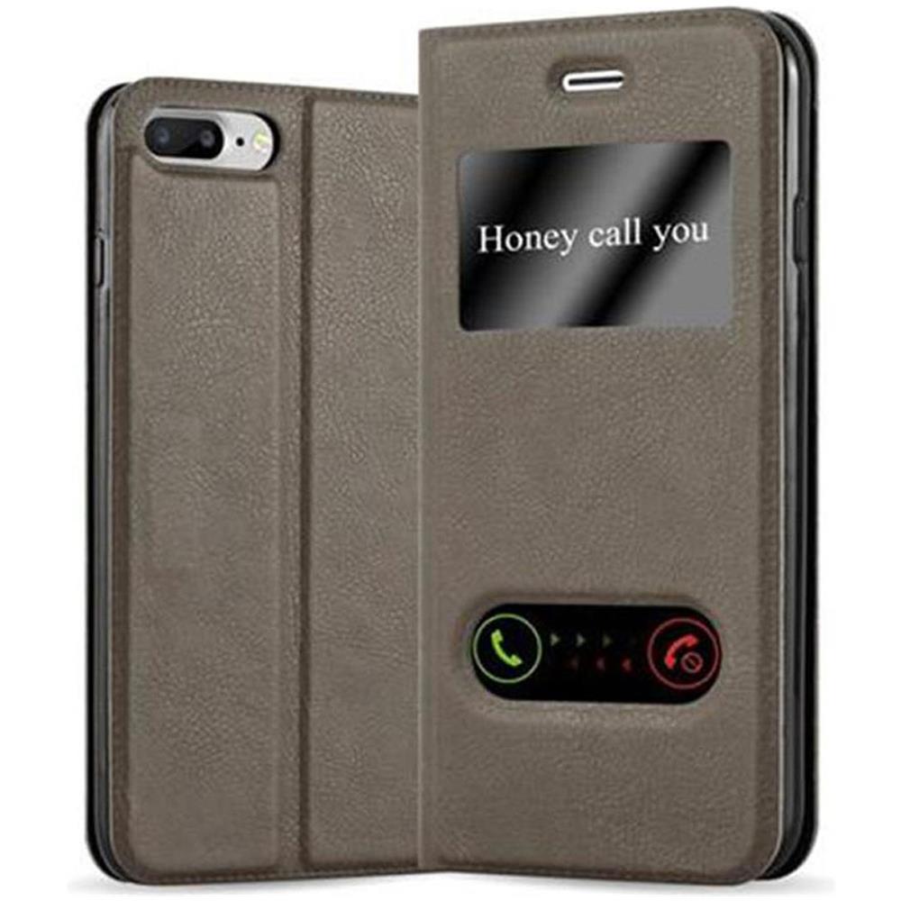 Custodia Compatibile Con Apple Iphone 8 Plus / Iphone 7 Plus / Iphone 7s Plus In Bruno Pietra - Coperchio Protettivo Con Chiusura Magnetica, Funzione Stand E 2 Finestre Di Visualizzazione - Foto 1