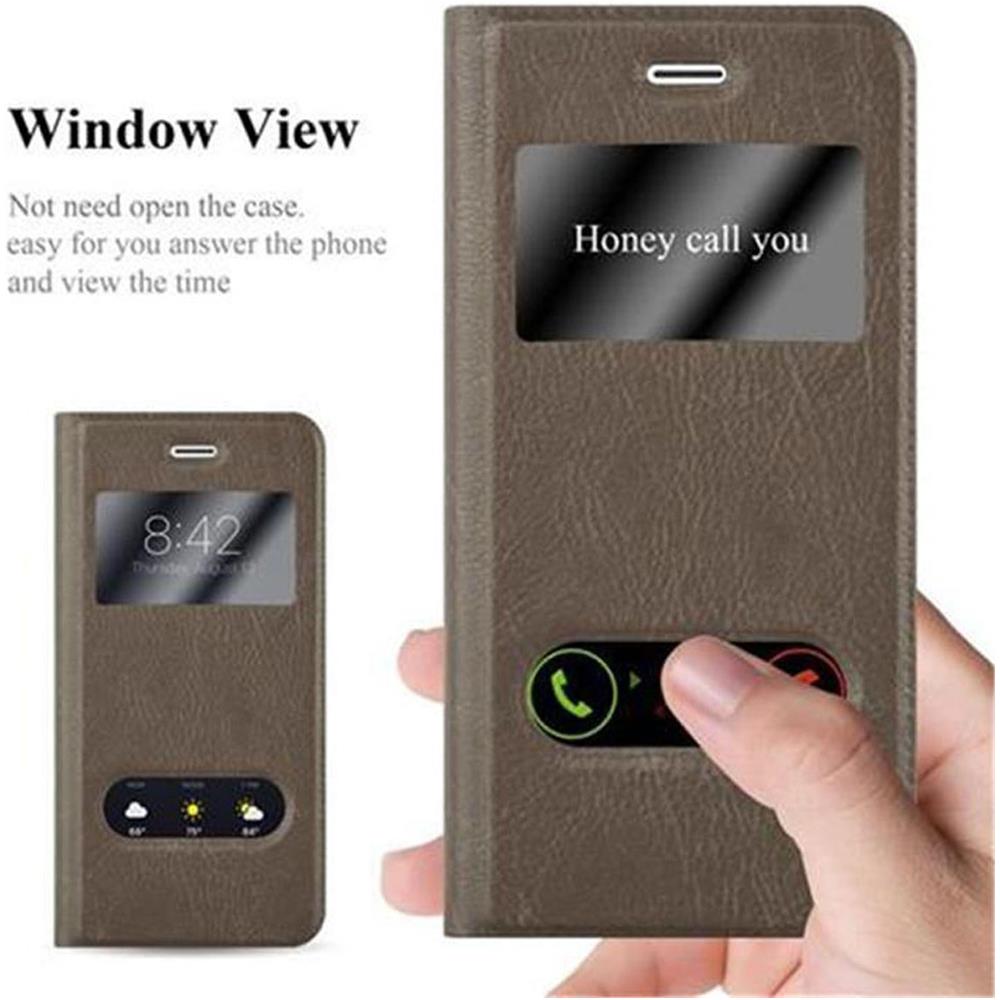 Custodia Compatibile Con Apple Iphone 8 Plus / Iphone 7 Plus / Iphone 7s Plus In Bruno Pietra - Coperchio Protettivo Con Chiusura Magnetica, Funzione Stand E 2 Finestre Di Visualizzazione - Foto 2