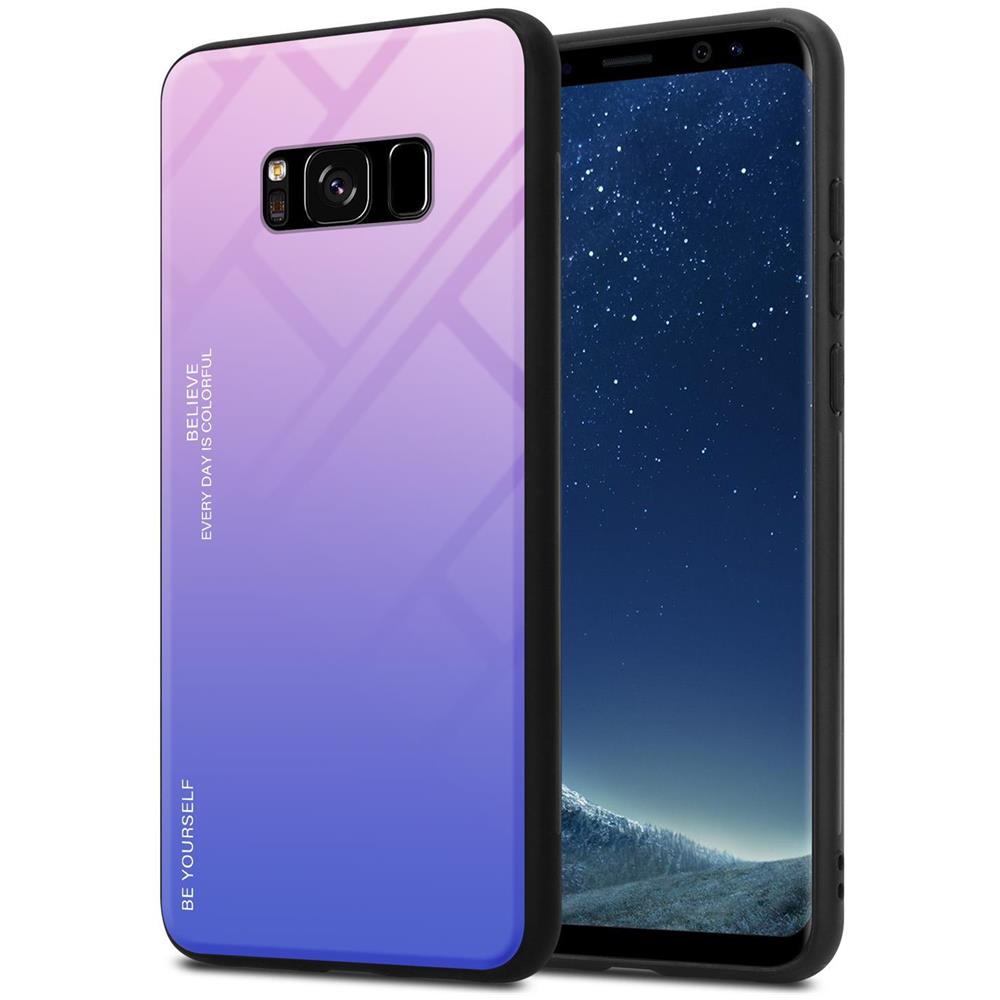 Custodia Compatibile Con Samsung Galaxy S8 In Rosa - Blu - Coperchio Protettivo Bicolore In Vetro Temperato E Silicone Tpu - Foto 1