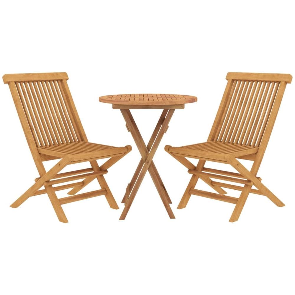 Set Da Pranzo Per Giardino 3 Pz In Legno Massello Di Teak - Foto 3