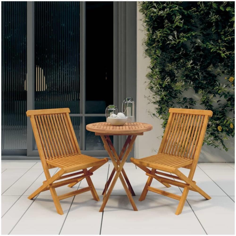 Set Da Pranzo Per Giardino 3 Pz In Legno Massello Di Teak - Foto 1