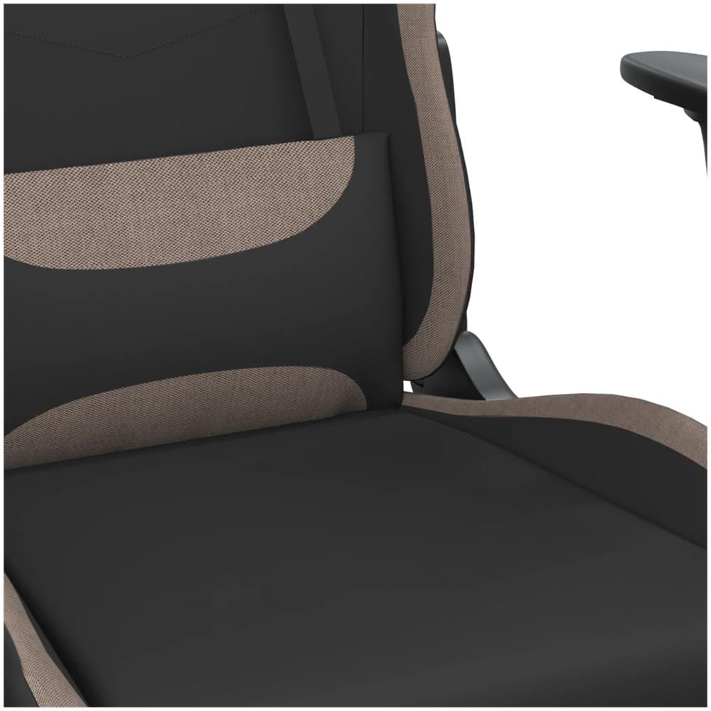 Sedia Da Gaming Massaggio E Poggiapiedi Tessuto Nero E Tortora - Foto 10