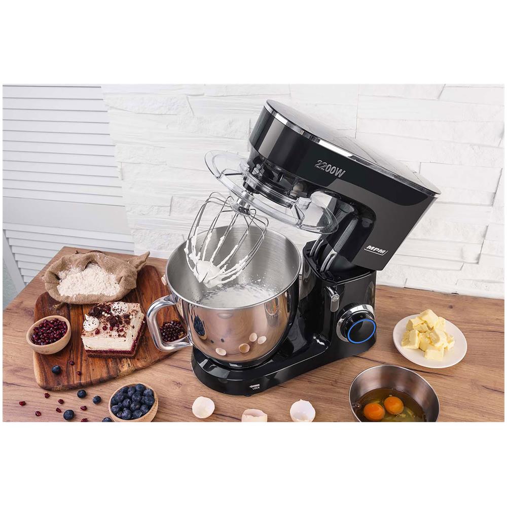 Impastatrice Professionale MRK-19 per Pasticceria con Capacità  6,5 litri 6 Velocità Potenza 2200 W Colore Nero / Inox - Foto 2