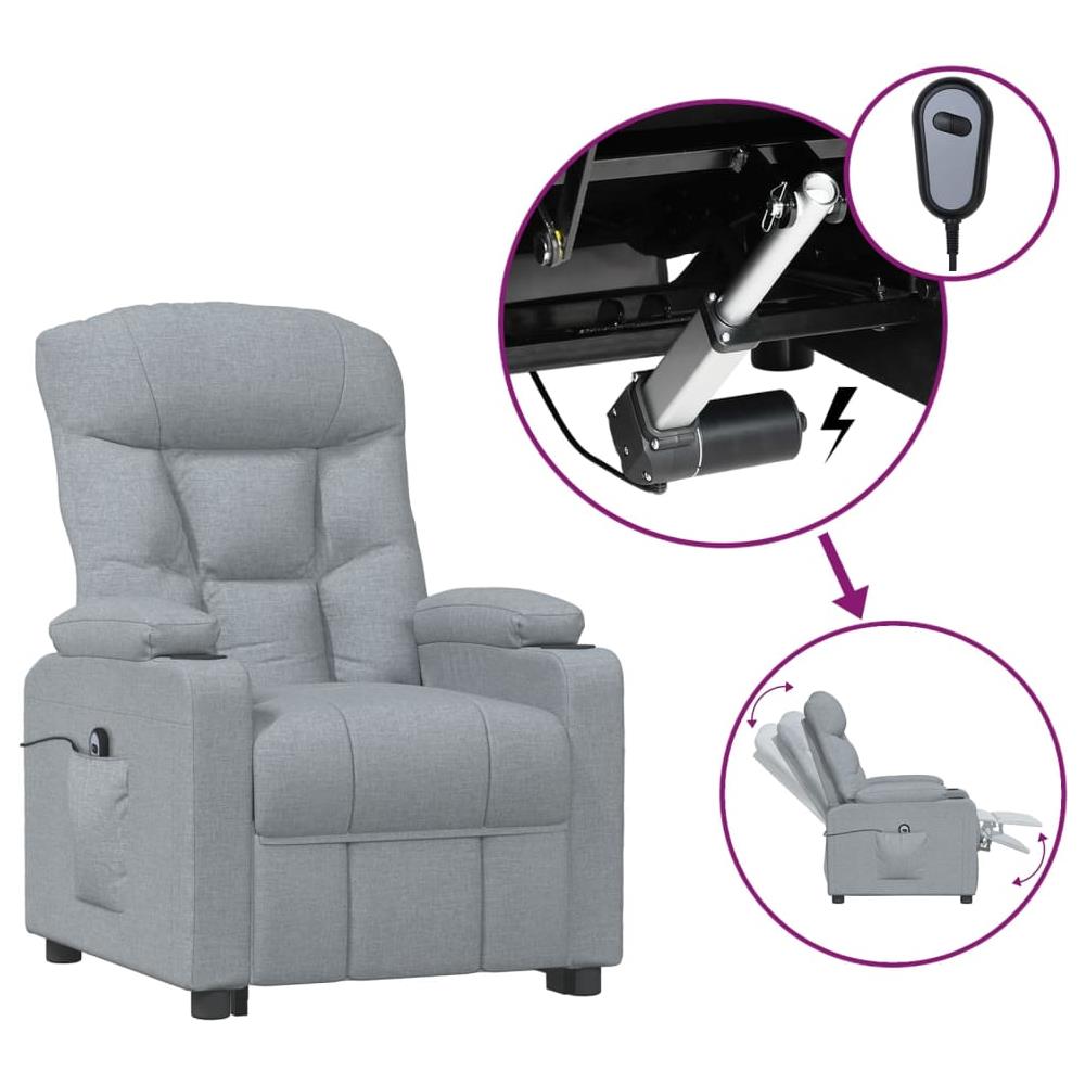 Poltrona Elettrica Reclinabile Grigio Chiaro In Tessuto - Foto 2