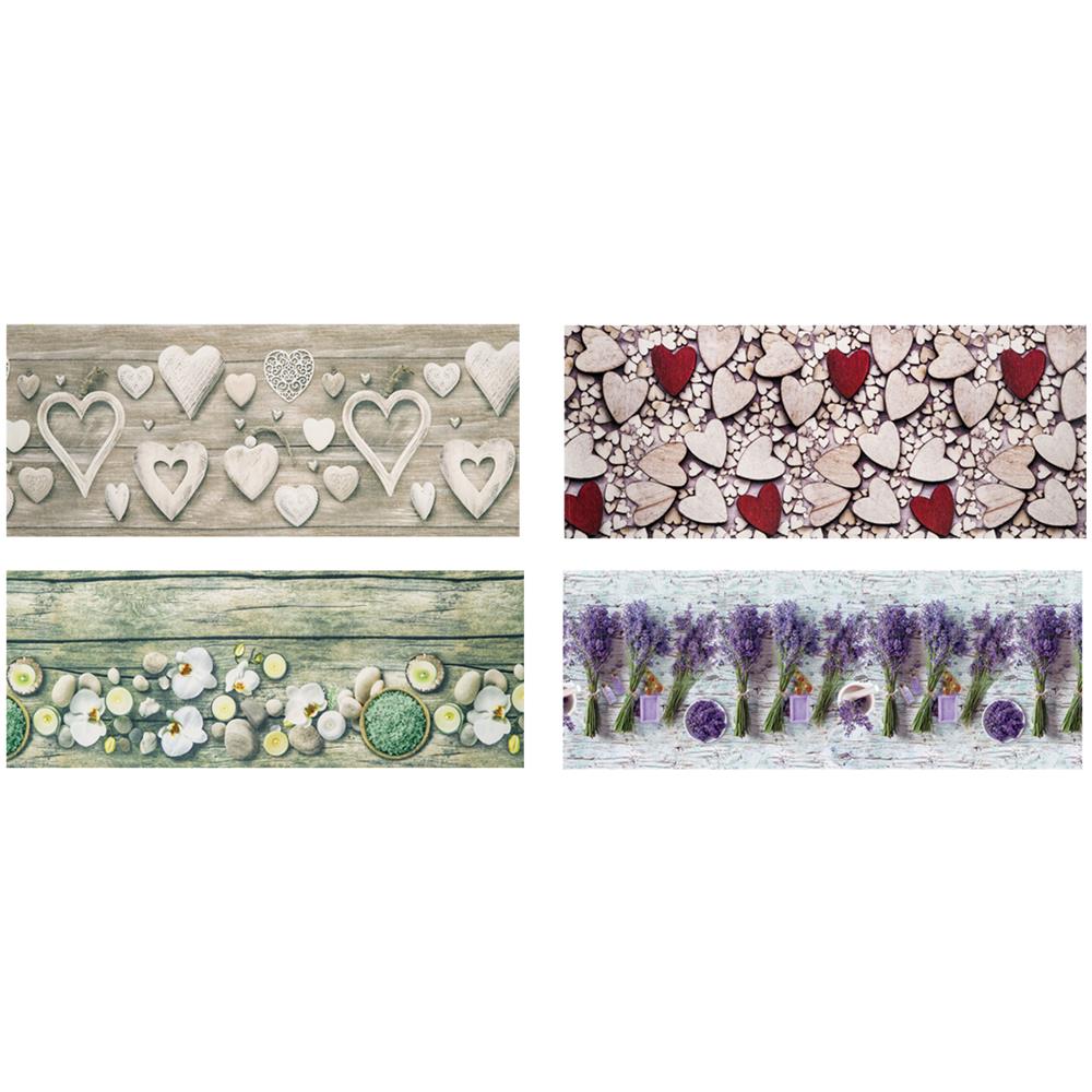 Tappeto Cucina Antiscivolo Stampa Digitale Emozioni Fantasie Shabby Cuori Fiori 58x140 Cuori Legno - Foto 2