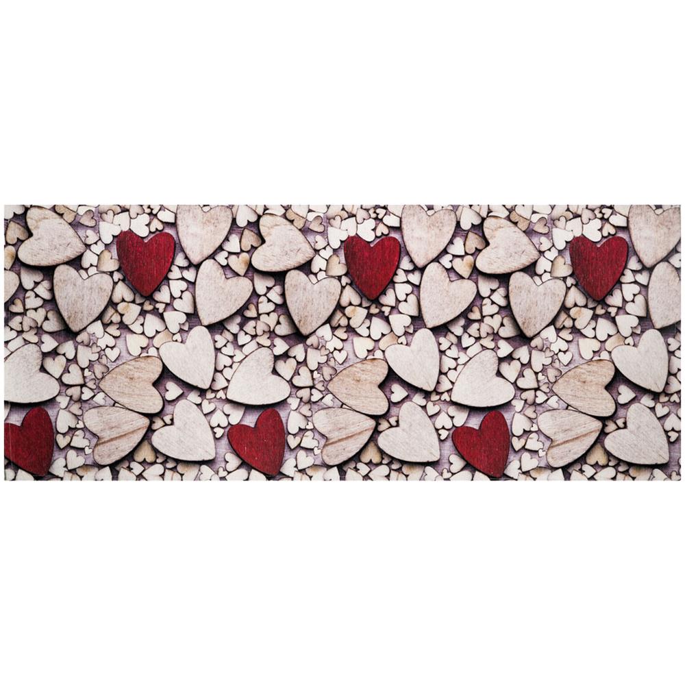 Tappeto Cucina Antiscivolo Stampa Digitale Emozioni Fantasie Shabby Cuori Fiori 58x140 Cuori Legno - Foto 1