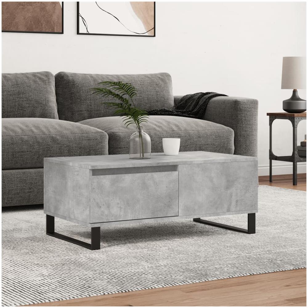 Tavolino Salotto Grigio Cemento 90x50x36,5 Cm Legno Multistrato - Foto 1