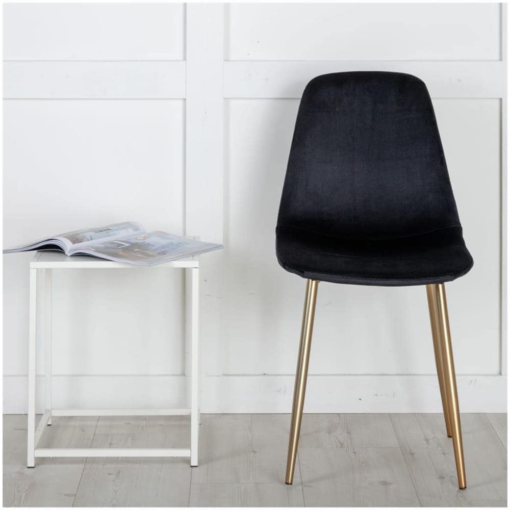 Sedie Da Pranzo 2 Pz Polar Velluto Nero E Ottone - Foto 3