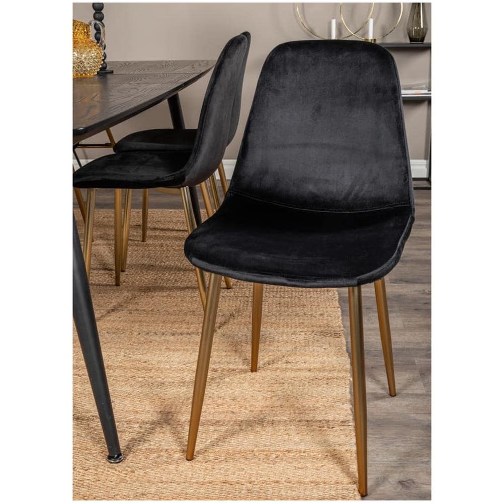 Sedie Da Pranzo 2 Pz Polar Velluto Nero E Ottone - Foto 1