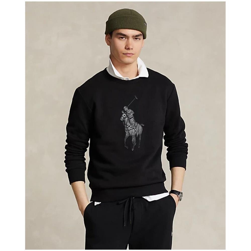 Felpa Polo Ralph Lauren Big Pony Logo In Pelle Nero Tg Xxl - Foto 2