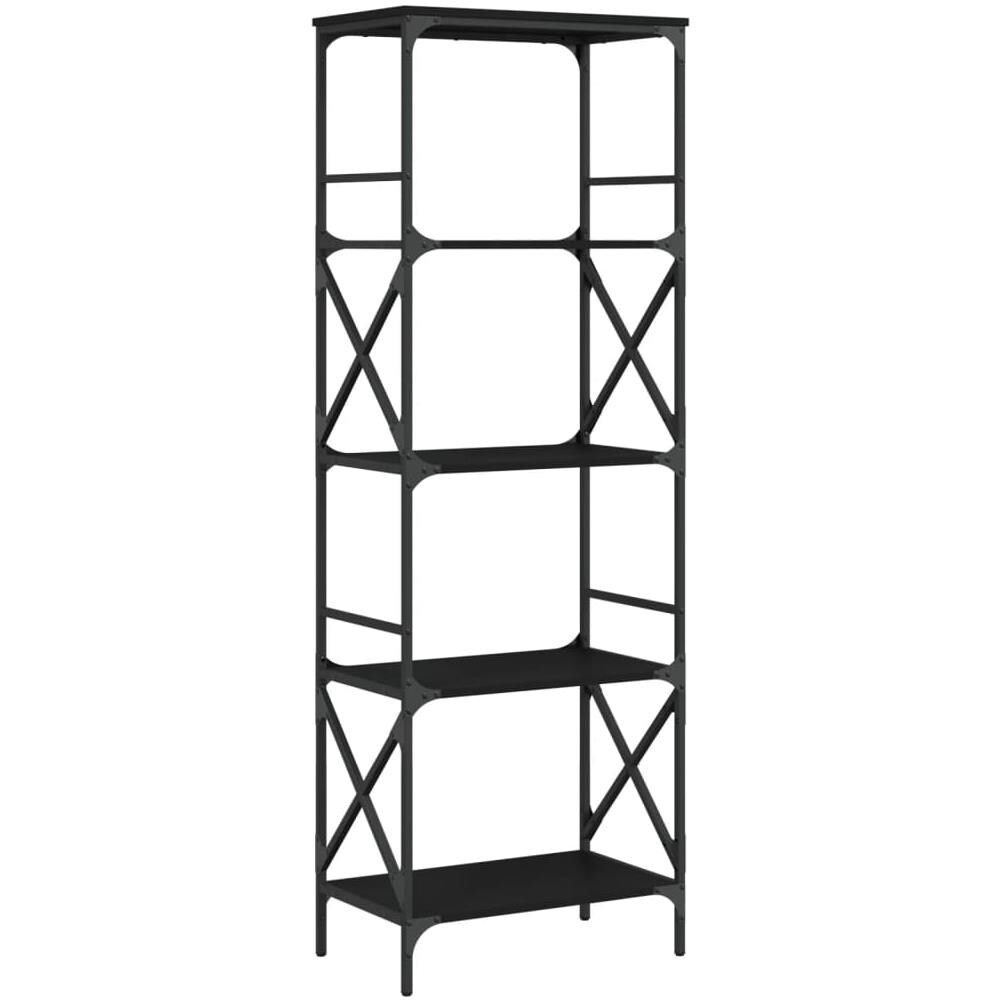 Libreria A 5 Ripiani Nera 59x35x171 Cm In Legno Multistrato - Foto 2
