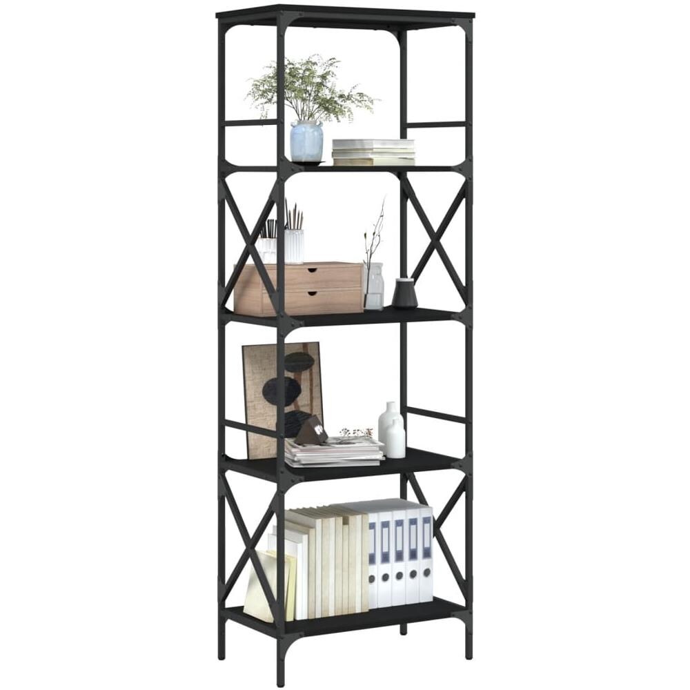 Libreria A 5 Ripiani Nera 59x35x171 Cm In Legno Multistrato - Foto 3