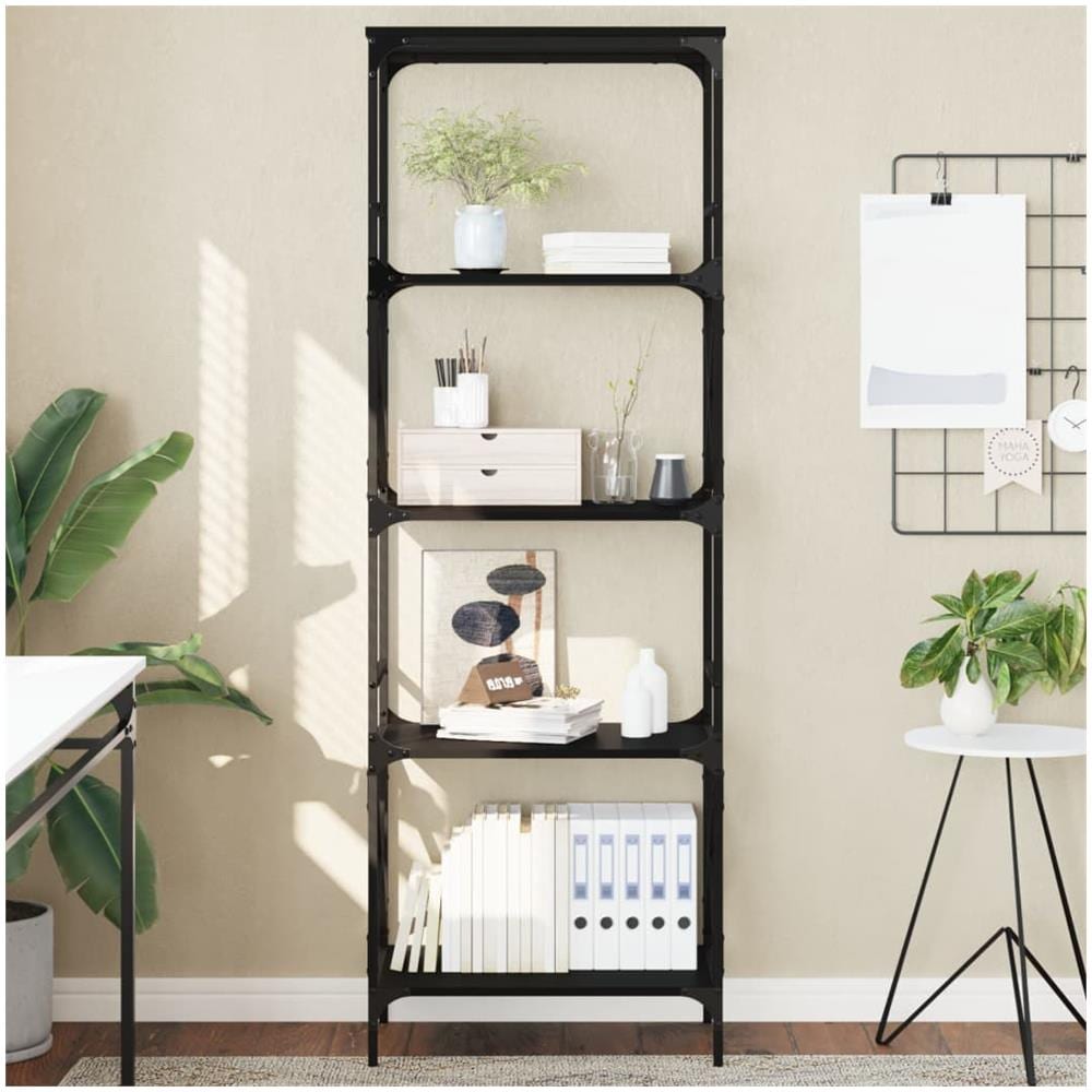 Libreria A 5 Ripiani Nera 59x35x171 Cm In Legno Multistrato - Foto 1