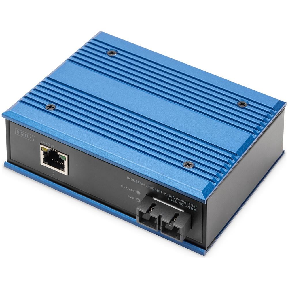Digitus Convertitore multimediale industriale Gigabit RJ45, SC 0,5 km, 1000 Mbit/s, 10Base-T, 100Base-T, 1000Base-T, 1000Base-SX, Gigabit Ethernet, 10,100,1000 Mbit/s, 10BASE-T, 100BASE-T, 1000BASE-T - Foto 1